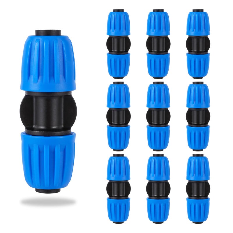 FULAIERGD 16mm Drip Irrigation Fittings Lock Barbed Straight Connectors For 1/2 Inch Drip Tubing (OD 0.620 in.ID is 0.520. in) Fit,(10 Pcs Blue) - Image 1